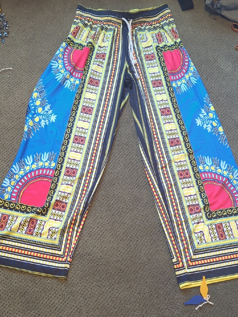 Vibrant Blue Printed Wide-Leg Pants